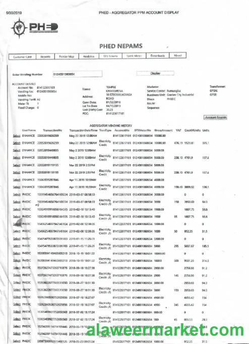 INDIA PHED utility bill Word and PDF template